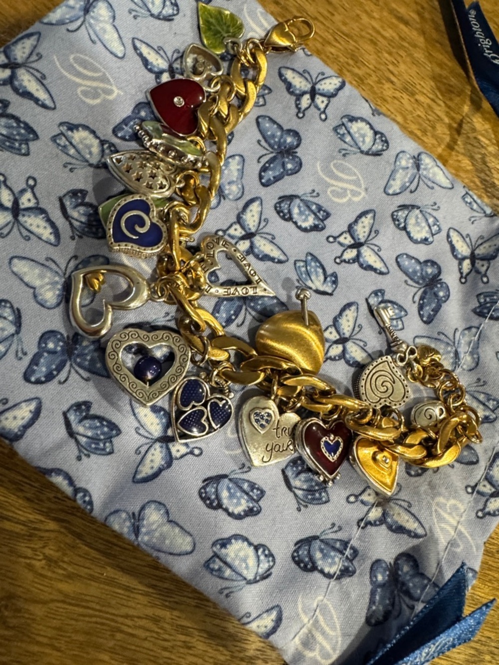 Brighton Gold Heart Charm Bracelet with Multi-Color Enamel Hearts - Picture 3 of 4
